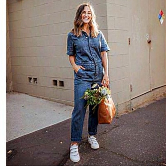 Everlane The Short Sleeve Denim Coverall Jumpsuit Blue Size 6 - Picture 1 of 16